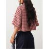 imageSOLY HUX Womens Button Down Vintage Plaid Shirts Short Sleeve Crop Blouses Preppy ClothesRed Plaid