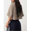 imageSOLY HUX Womens Button Down Vintage Plaid Shirts Short Sleeve Crop Blouses Preppy ClothesRust Brown
