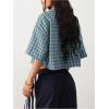 imageSOLY HUX Womens Button Down Vintage Plaid Shirts Short Sleeve Crop Blouses Preppy ClothesTeal Blue Gingham
