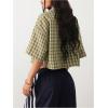 imageSOLY HUX Womens Button Down Vintage Plaid Shirts Short Sleeve Crop Blouses Preppy ClothesYellow Gingham