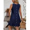 imageSOLY HUX Womens Denim Dress Sleeveless Button Back Ruffle Short Jean Dresses Cute Summer Tank DressDark Wash