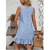 imageSOLY HUX Womens Denim Dress Sleeveless Button Back Ruffle Short Jean Dresses Cute Summer Tank DressLight Blue