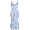 imageSOLY HUX Womens Floral Mesh Bodycon Cami Dress Cowl Neck Sleeveless Cocktail Party Wedding Guest Long Maxi DressesBlue Flower