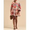 imageSOLY HUX Womens Floral Print Summer Short Dresses Boho Beach Long Sleeve Button Down Flowy Smock DressBeige Floral