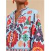 imageSOLY HUX Womens Floral Print Summer Short Dresses Boho Beach Long Sleeve Button Down Flowy Smock DressBlue Floral