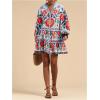 imageSOLY HUX Womens Floral Print Summer Short Dresses Boho Beach Long Sleeve Button Down Flowy Smock DressBlue Floral