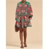 imageSOLY HUX Womens Floral Print Summer Short Dresses Boho Beach Long Sleeve Button Down Flowy Smock DressGreen Floral