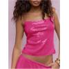 imageSOLY HUX Womens Glitter Sequin Cami Tops Spaghetti Strap Camisole Sleeveless Party Clubwear TopHot Pink