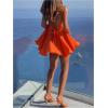 imageSOLY HUX Womens Halter Neck Sleeveless Bow Tie Backless Flowy Mini Dress Beach Vacation ClothesSolid Orange