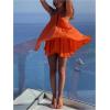 imageSOLY HUX Womens Halter Neck Sleeveless Bow Tie Backless Flowy Mini Dress Beach Vacation ClothesSolid Orange
