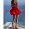 imageSOLY HUX Womens Halter Neck Sleeveless Bow Tie Backless Flowy Mini Dress Beach Vacation ClothesSolid Red