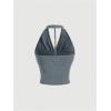 imageSOLY HUX Womens Halter Tops Draped Front Sleeveless Backless Y2K Crop Sexy Cami Tops Going Out Summer OutfitsPlain Grey