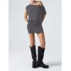 imageSOLY HUX Womens Off The Shoulder Mini Dress Asymmetrical Neck Short Sleeve Casual Bodycon T Shirt DressesPlain Grey