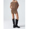 imageSOLY HUX Womens Off The Shoulder Mini Dress Asymmetrical Neck Short Sleeve Casual Bodycon T Shirt DressesPlain Khaki