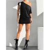 imageSOLY HUX Womens Off The Shoulder Mini Dress Asymmetrical Neck Short Sleeve Casual Bodycon T Shirt DressesPure Black