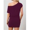 imageSOLY HUX Womens Off The Shoulder Mini Dress Asymmetrical Neck Short Sleeve Casual Bodycon T Shirt DressesSolid Burgundy