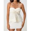 imageSOLY HUX Womens Peplum Halter Crop Tops Y2K Drawstring Tie Ruched Dressy Casual Spaghetti Strap Cami TopApricot