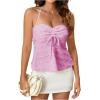 imageSOLY HUX Womens Peplum Halter Crop Tops Y2K Drawstring Tie Ruched Dressy Casual Spaghetti Strap Cami TopLight Pink