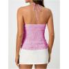 imageSOLY HUX Womens Peplum Halter Crop Tops Y2K Drawstring Tie Ruched Dressy Casual Spaghetti Strap Cami TopLight Pink