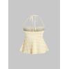 imageSOLY HUX Womens Peplum Halter Crop Tops Y2K Drawstring Tie Ruched Dressy Casual Spaghetti Strap Cami TopLight Yellow