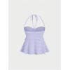 imageSOLY HUX Womens Peplum Halter Crop Tops Y2K Drawstring Tie Ruched Dressy Casual Spaghetti Strap Cami TopMauve Purple