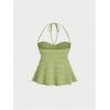 imageSOLY HUX Womens Peplum Halter Crop Tops Y2K Drawstring Tie Ruched Dressy Casual Spaghetti Strap Cami TopMint Green