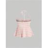 imageSOLY HUX Womens Peplum Halter Crop Tops Y2K Drawstring Tie Ruched Dressy Casual Spaghetti Strap Cami TopPale Pink