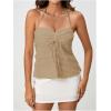 imageSOLY HUX Womens Peplum Halter Crop Tops Y2K Drawstring Tie Ruched Dressy Casual Spaghetti Strap Cami TopPure Khaki