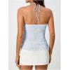 imageSOLY HUX Womens Peplum Halter Crop Tops Y2K Drawstring Tie Ruched Dressy Casual Spaghetti Strap Cami TopSolid Blue