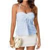 imageSOLY HUX Womens Peplum Halter Crop Tops Y2K Drawstring Tie Ruched Dressy Casual Spaghetti Strap Cami TopSolid Blue