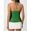 imageSOLY HUX Womens Peplum Halter Crop Tops Y2K Drawstring Tie Ruched Dressy Casual Spaghetti Strap Cami TopSolid Green