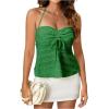 imageSOLY HUX Womens Peplum Halter Crop Tops Y2K Drawstring Tie Ruched Dressy Casual Spaghetti Strap Cami TopSolid Green