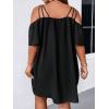 imageSOLY HUX Womens Plus Size Dresses Off Shoulder Short Sleeve Short Dresses Causal Loose Tunic Summer DressPlain Black