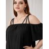 imageSOLY HUX Womens Plus Size Dresses Off Shoulder Short Sleeve Short Dresses Causal Loose Tunic Summer DressPlain Black