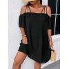 imageSOLY HUX Womens Plus Size Dresses Off Shoulder Short Sleeve Short Dresses Causal Loose Tunic Summer DressPlain Black