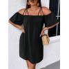 imageSOLY HUX Womens Plus Size Dresses Off Shoulder Short Sleeve Short Dresses Causal Loose Tunic Summer DressPlain Black