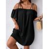 imageSOLY HUX Womens Plus Size Dresses Off Shoulder Short Sleeve Short Dresses Causal Loose Tunic Summer DressPlain Black