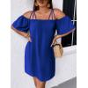imageSOLY HUX Womens Plus Size Dresses Off Shoulder Short Sleeve Short Dresses Causal Loose Tunic Summer DressPure Royal Blue