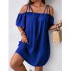 imageSOLY HUX Womens Plus Size Dresses Off Shoulder Short Sleeve Short Dresses Causal Loose Tunic Summer DressPure Royal Blue