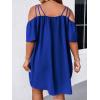 imageSOLY HUX Womens Plus Size Dresses Off Shoulder Short Sleeve Short Dresses Causal Loose Tunic Summer DressPure Royal Blue