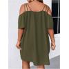 imageSOLY HUX Womens Plus Size Dresses Off Shoulder Short Sleeve Short Dresses Causal Loose Tunic Summer DressSolid Army Green