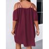 imageSOLY HUX Womens Plus Size Dresses Off Shoulder Short Sleeve Short Dresses Causal Loose Tunic Summer DressSolid Burgundy