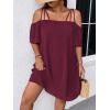imageSOLY HUX Womens Plus Size Dresses Off Shoulder Short Sleeve Short Dresses Causal Loose Tunic Summer DressSolid Burgundy