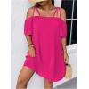 imageSOLY HUX Womens Plus Size Dresses Off Shoulder Short Sleeve Short Dresses Causal Loose Tunic Summer DressSolid Hotpink