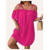 imageSOLY HUX Womens Plus Size Dresses Off Shoulder Short Sleeve Short Dresses Causal Loose Tunic Summer DressSolid Hotpink