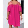 imageSOLY HUX Womens Plus Size Dresses Off Shoulder Short Sleeve Short Dresses Causal Loose Tunic Summer DressSolid Hotpink