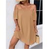 imageSOLY HUX Womens Plus Size Dresses Off Shoulder Short Sleeve Short Dresses Causal Loose Tunic Summer DressSolid Khaki