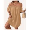 imageSOLY HUX Womens Plus Size Dresses Off Shoulder Short Sleeve Short Dresses Causal Loose Tunic Summer DressSolid Khaki