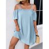imageSOLY HUX Womens Plus Size Dresses Off Shoulder Short Sleeve Short Dresses Causal Loose Tunic Summer DressSolid Light Blue