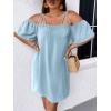 imageSOLY HUX Womens Plus Size Dresses Off Shoulder Short Sleeve Short Dresses Causal Loose Tunic Summer DressSolid Light Blue